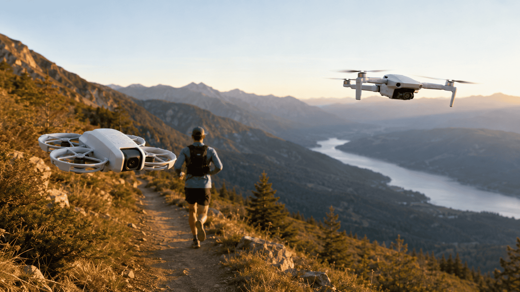 DJI Neo 2 and DJI Mini 4K positioned side by side outdoors